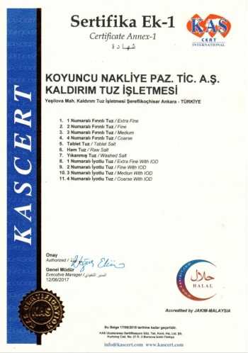 Certificat Halal - Koyuncu Sel