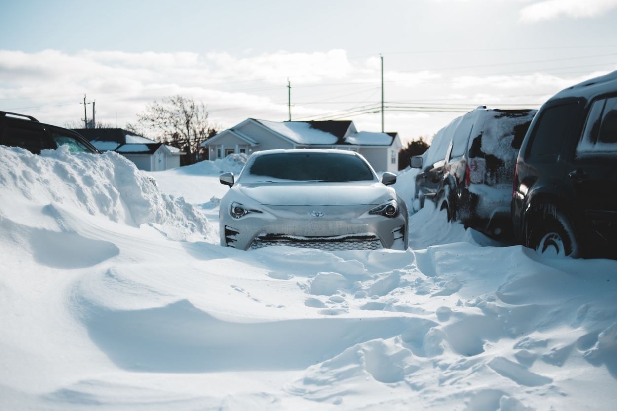 snowy car